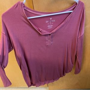 AMERICAN EAGLE soft &sexy henley 3/4 sleeve top